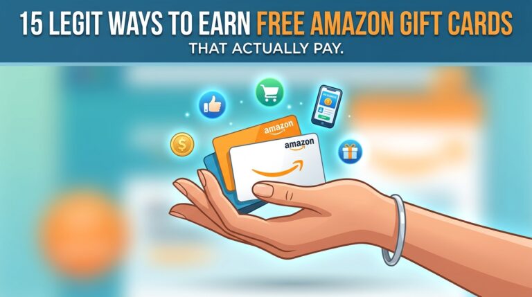 phone showing rewards app next to amazon gift card